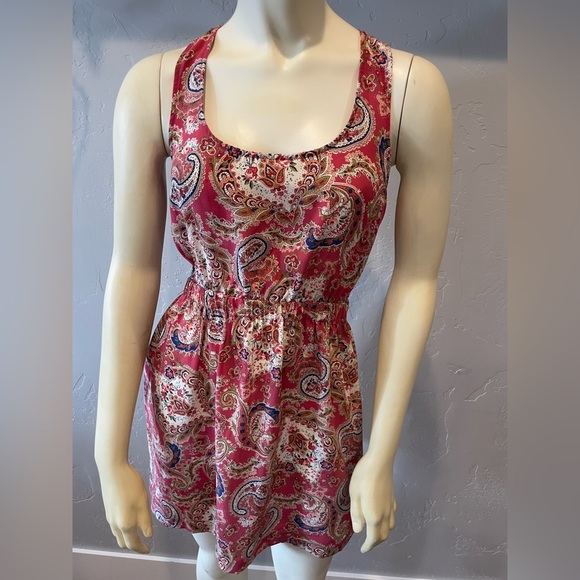 Women’s 100% silk coral Paisley Cutout Dress size S - Picture 2 of 9